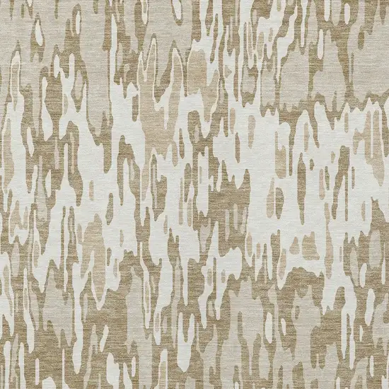 Ivory Brown And Beige Striped Washable Indoor Outdoor Area Rug Photo 5
