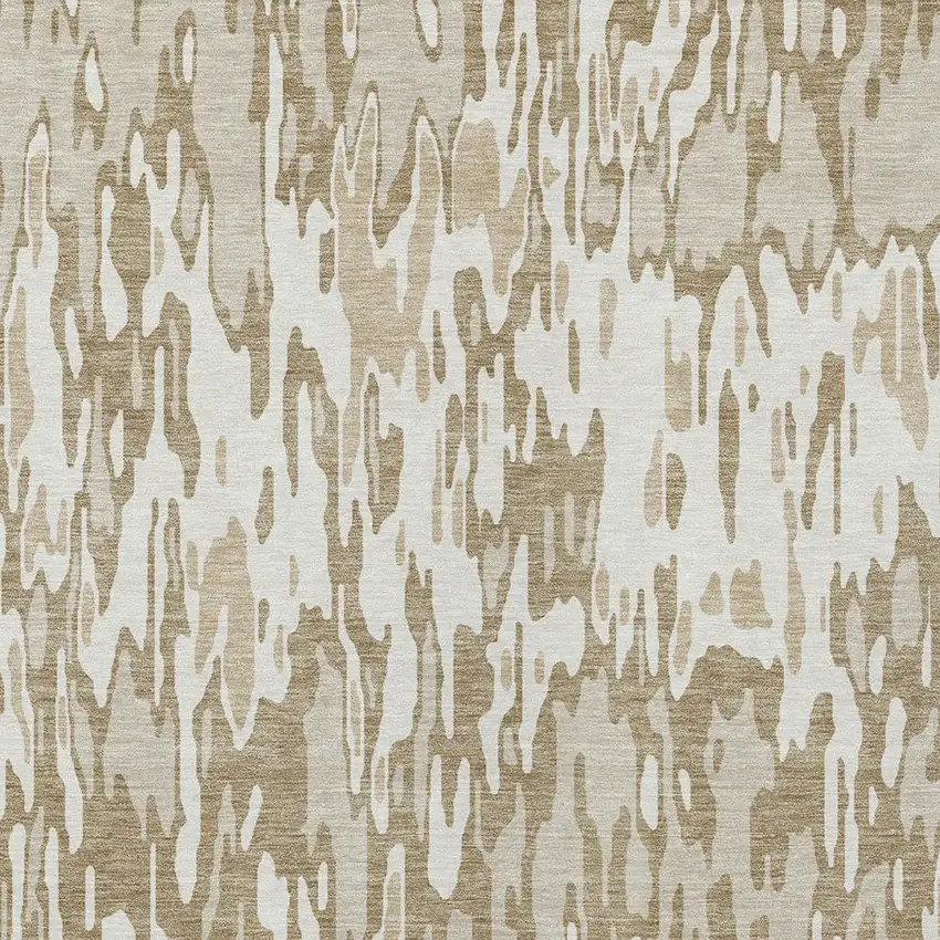 Ivory Brown And Beige Striped Washable Indoor Outdoor Area Rug Photo 5