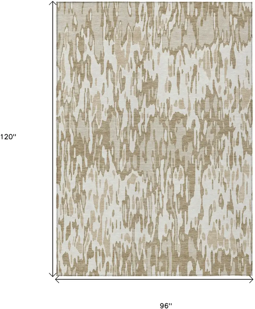 Ivory Brown And Beige Striped Washable Indoor Outdoor Area Rug Photo 3