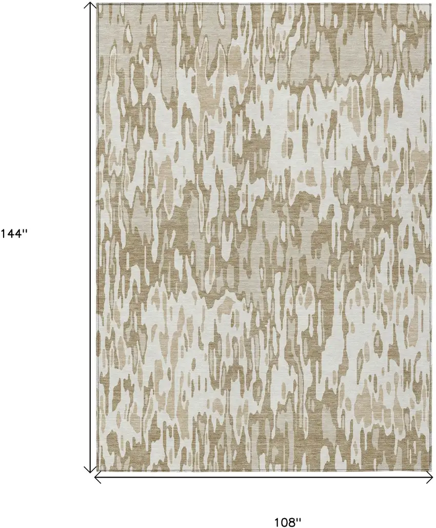 Ivory Brown And Beige Striped Washable Indoor Outdoor Area Rug Photo 3