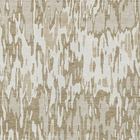 Ivory Brown And Beige Striped Washable Indoor Outdoor Area Rug Photo 5