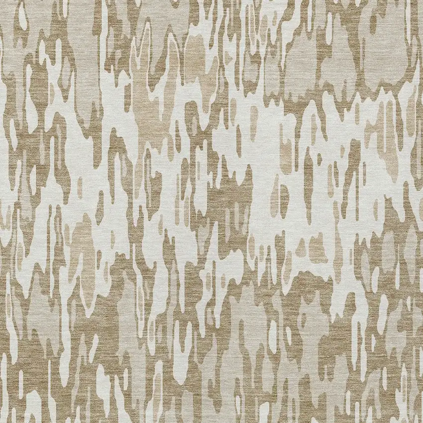 Ivory Brown And Beige Striped Washable Indoor Outdoor Area Rug Photo 5