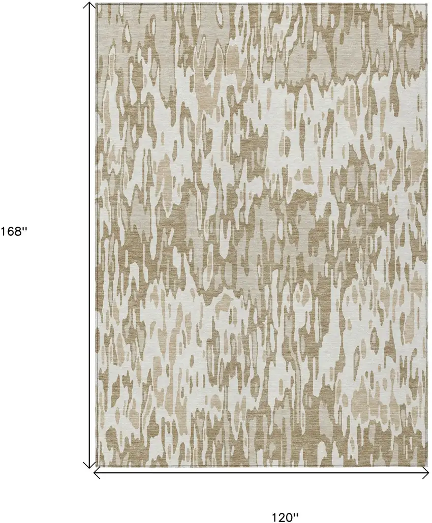 Ivory Brown And Beige Striped Washable Indoor Outdoor Area Rug Photo 3