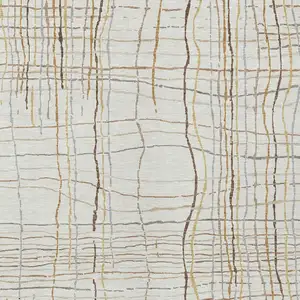 Photo of Ivory Brown And Gold Striped Washable Indoor Outdoor Area Rug