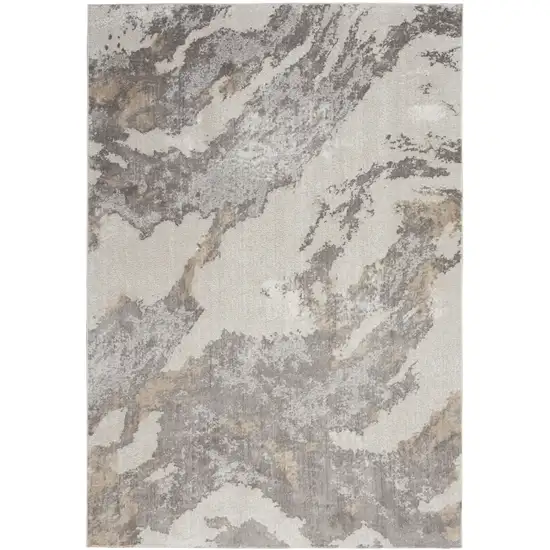 Ivory Brown And Gray Abstract Area Rug Photo 6