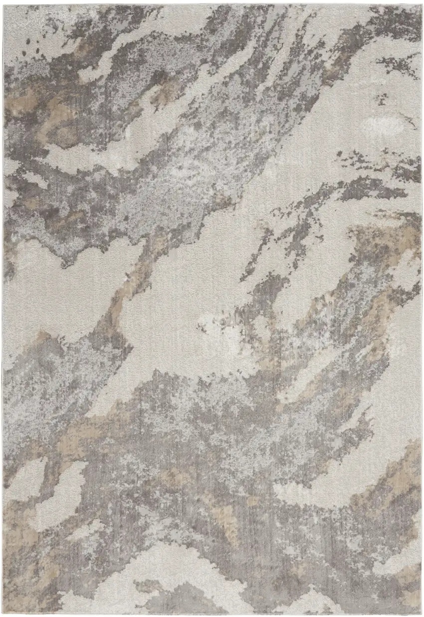 Ivory Brown And Gray Abstract Area Rug Photo 6