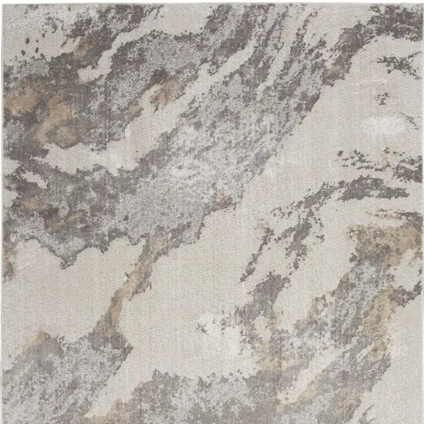 Ivory Brown And Gray Abstract Area Rug Photo 7