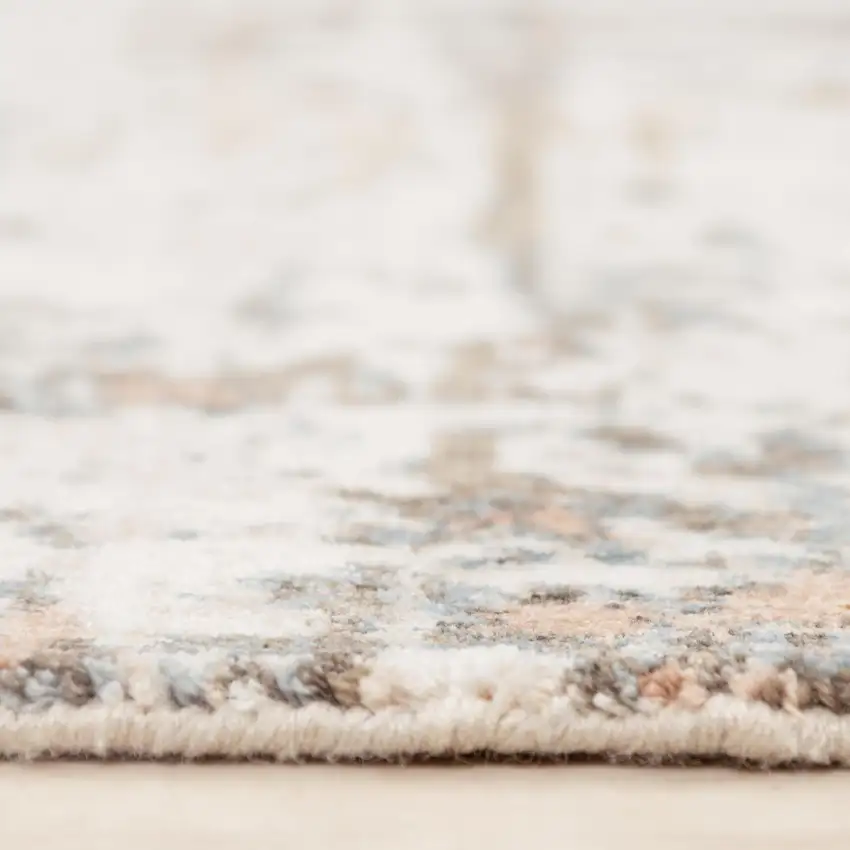 Ivory Brown And Gray Abstract Hand Carved Handmade Area Rug Photo 1