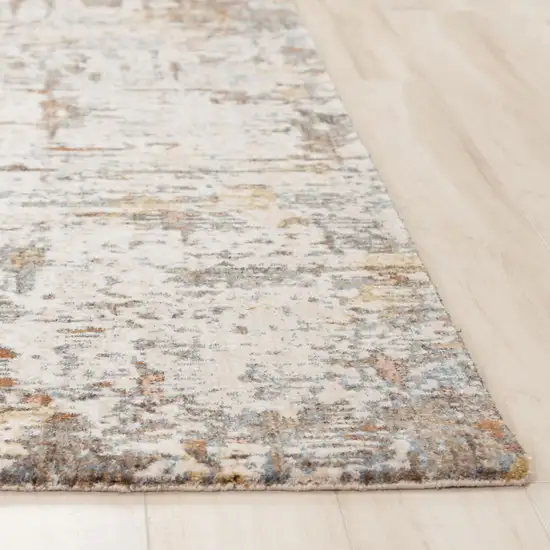 Ivory Brown And Gray Abstract Hand Carved Handmade Area Rug Photo 3