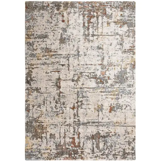 Ivory Brown And Gray Abstract Hand Carved Handmade Area Rug Photo 2
