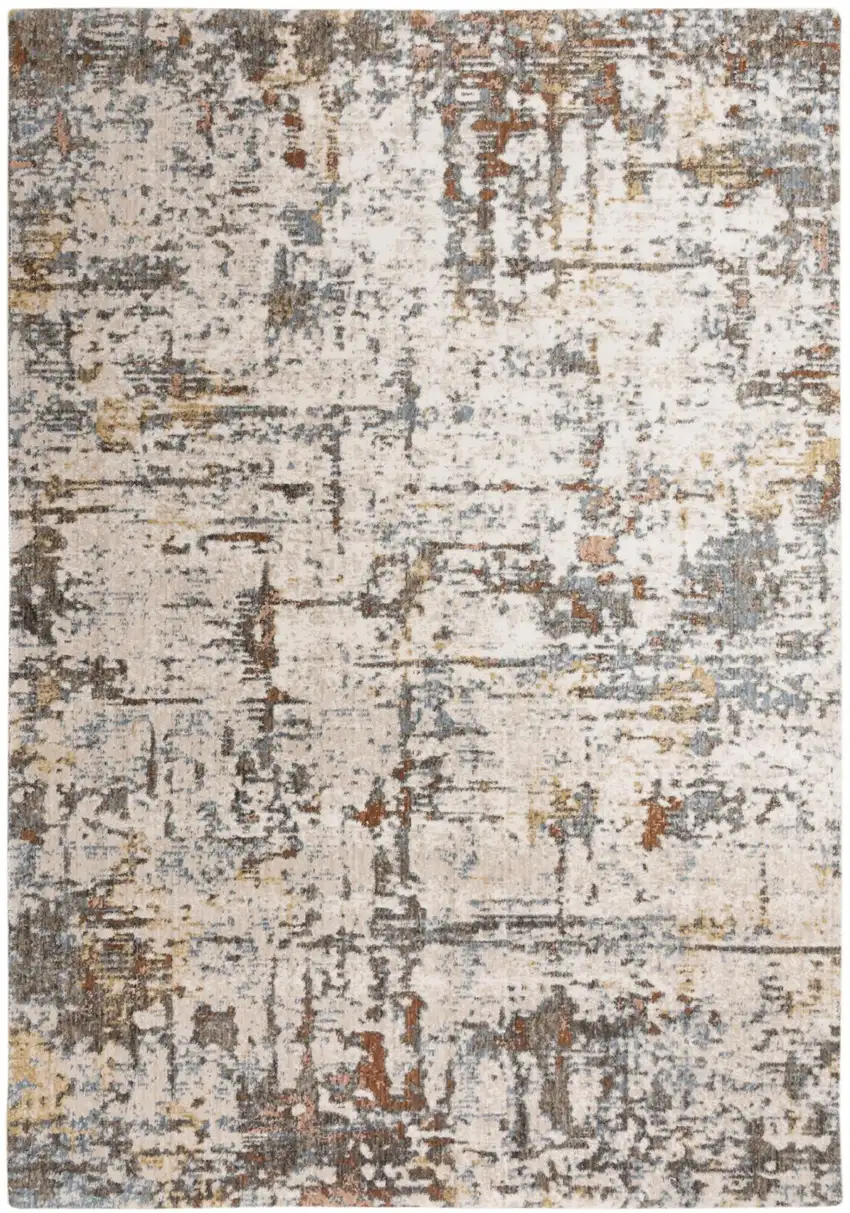Ivory Brown And Gray Abstract Hand Carved Handmade Area Rug Photo 2