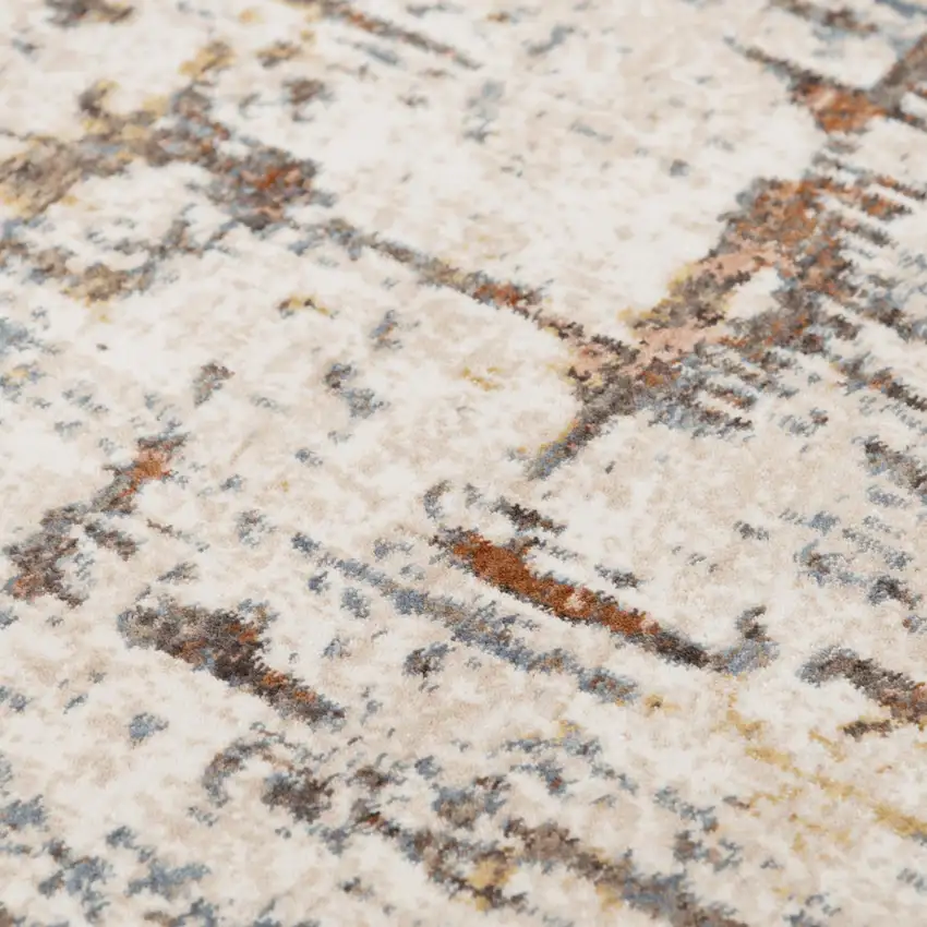 Ivory Brown And Gray Abstract Hand Carved Handmade Area Rug Photo 5