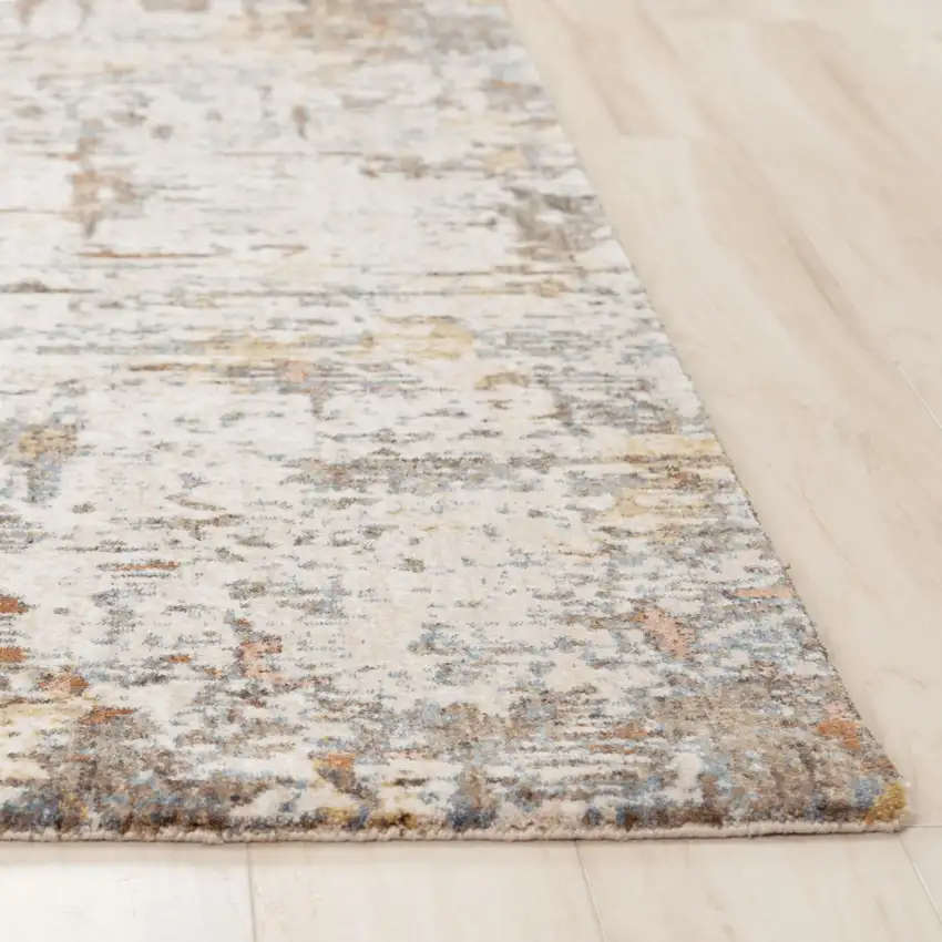 Ivory Brown And Gray Abstract Hand Carved Handmade Area Rug Photo 3