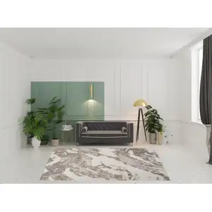 Photo of Ivory Brown And Gray Abstract Non Skid Area Rug