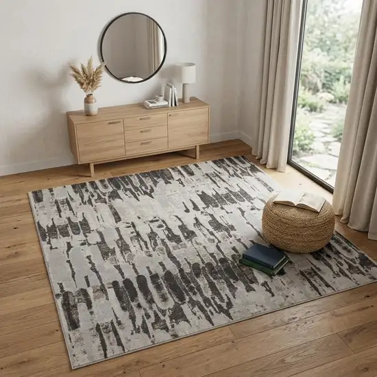 Gray And Ivory Abstract Area Rug Photo 1
