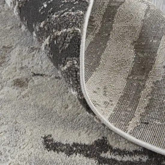 Gray and Ivory Abstract Power Loom Area Rug Photo 8