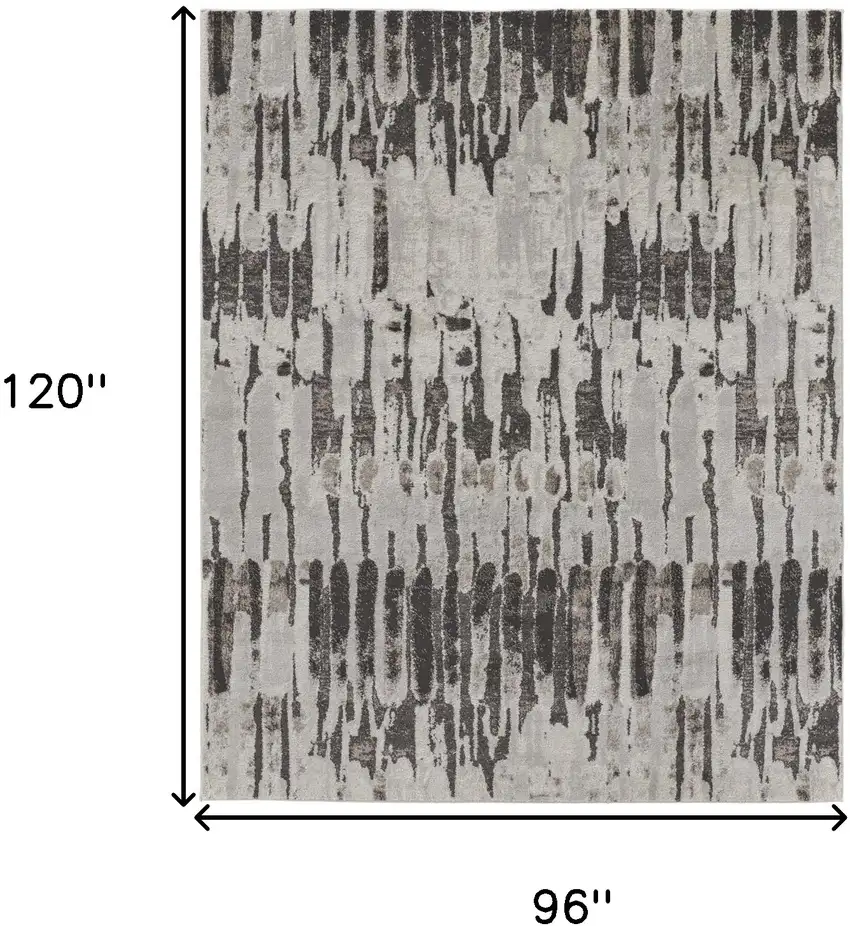 Ivory Brown And Gray Abstract Power Loom Stain Resistant Area Rug Photo 10