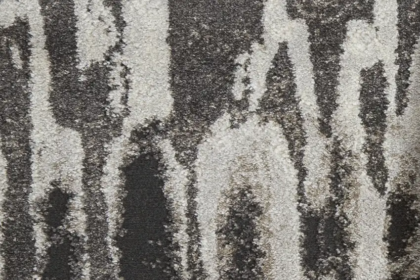 Ivory Brown And Gray Abstract Power Loom Stain Resistant Area Rug Photo 9