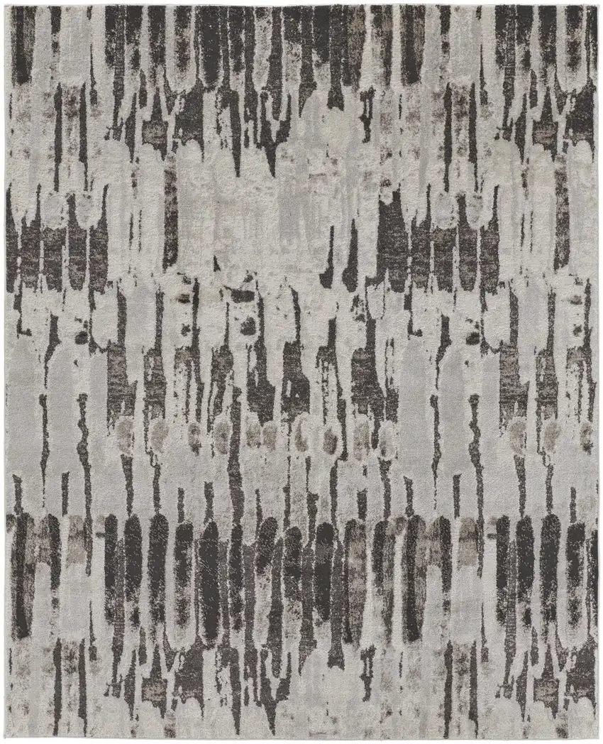 Ivory Brown And Gray Abstract Power Loom Stain Resistant Area Rug Photo 1