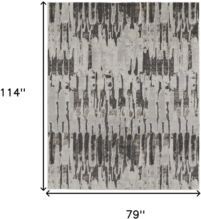 Ivory Brown And Gray Abstract Power Loom Stain Resistant Area Rug Photo 10