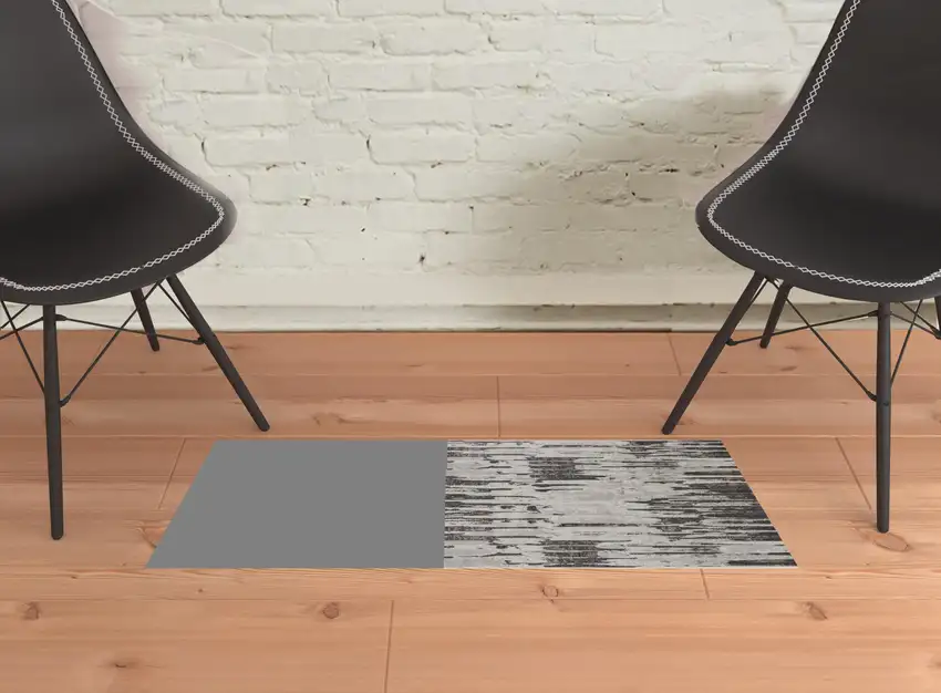 Ivory Brown And Gray Abstract Power Loom Stain Resistant Area Rug Photo 2
