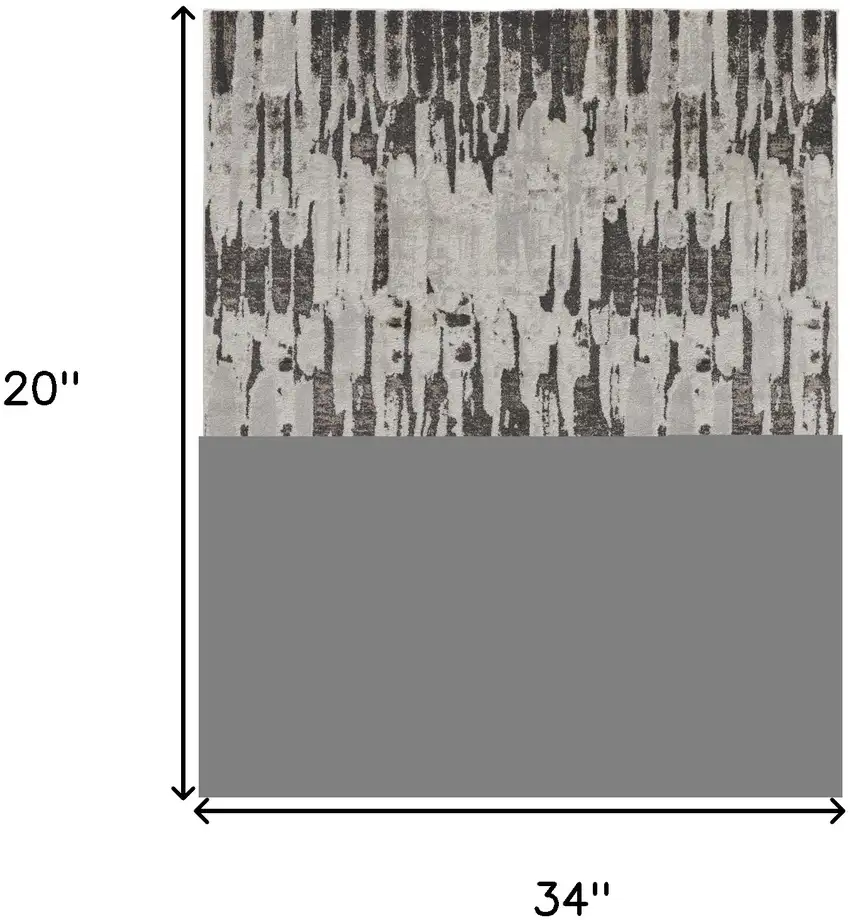 Ivory Brown And Gray Abstract Power Loom Stain Resistant Area Rug Photo 7
