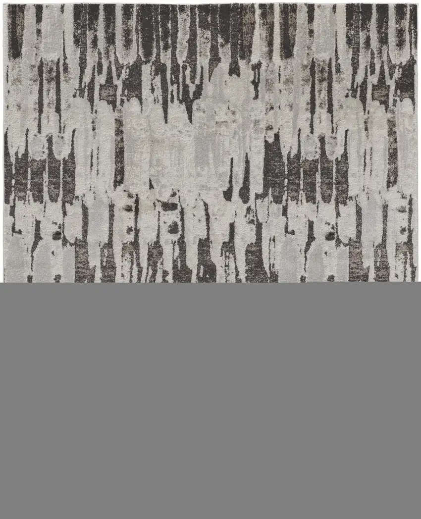 Ivory Brown And Gray Abstract Power Loom Stain Resistant Area Rug Photo 1