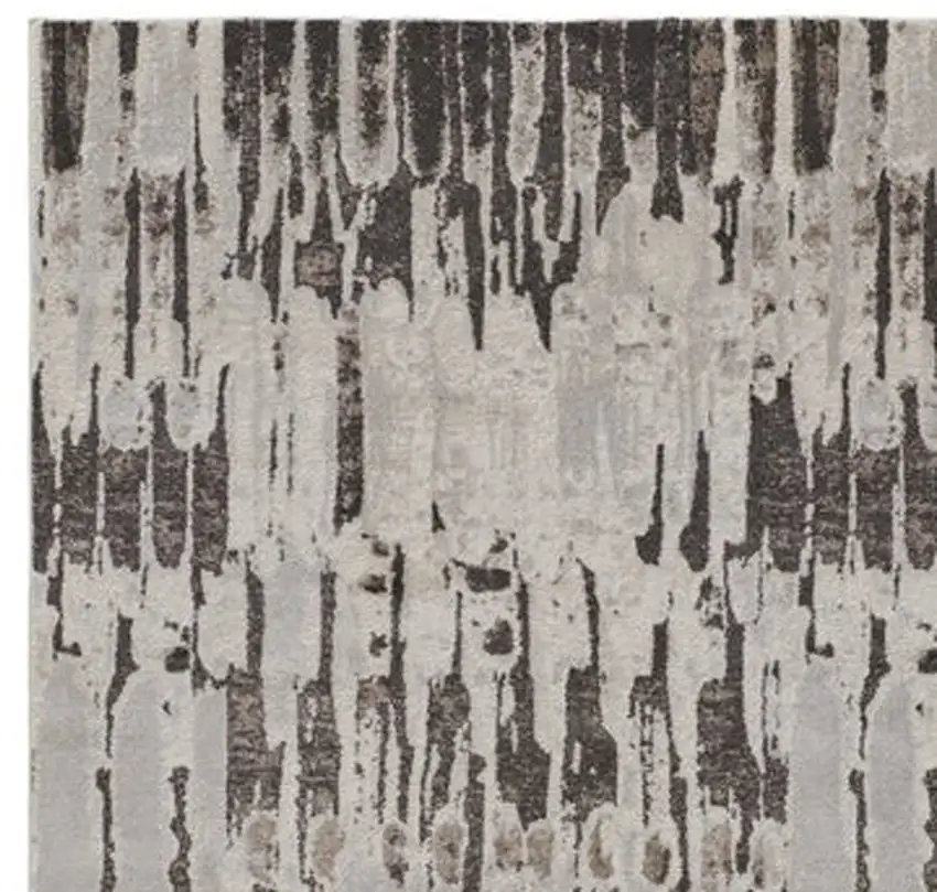 Gray and Ivory Abstract Power Loom Area Rug Photo 5