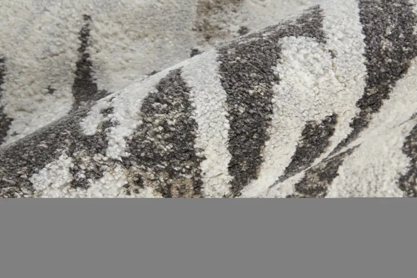Ivory Brown And Gray Abstract Power Loom Stain Resistant Area Rug Photo 9