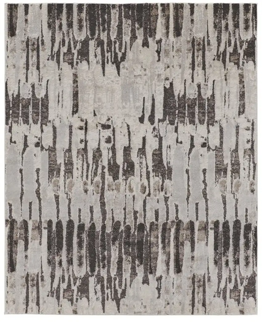 Gray and Ivory Abstract Power Loom Area Rug Photo 2
