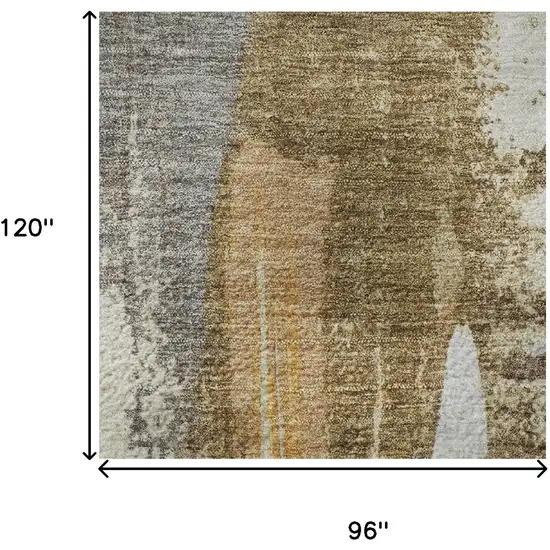 Ivory Brown And Gray Abstract Washable Area Rug With UV Protection Photo 9