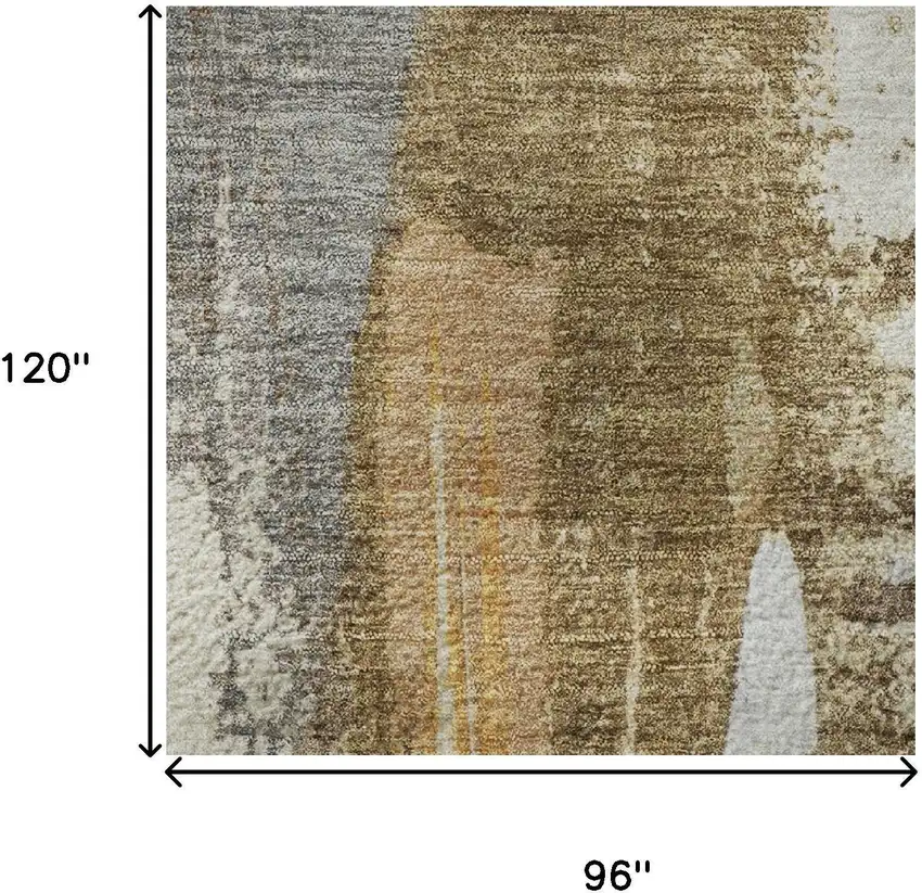 Ivory Brown And Gray Abstract Washable Area Rug With UV Protection Photo 9