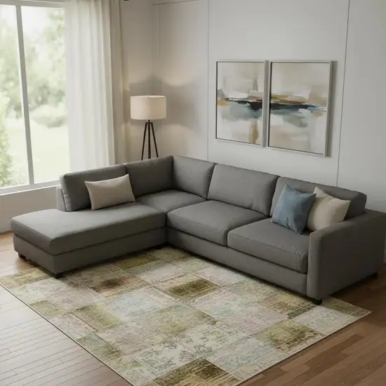 Ivory Brown And Gray Abstract Washable Area Rug With UV Protection Photo 2