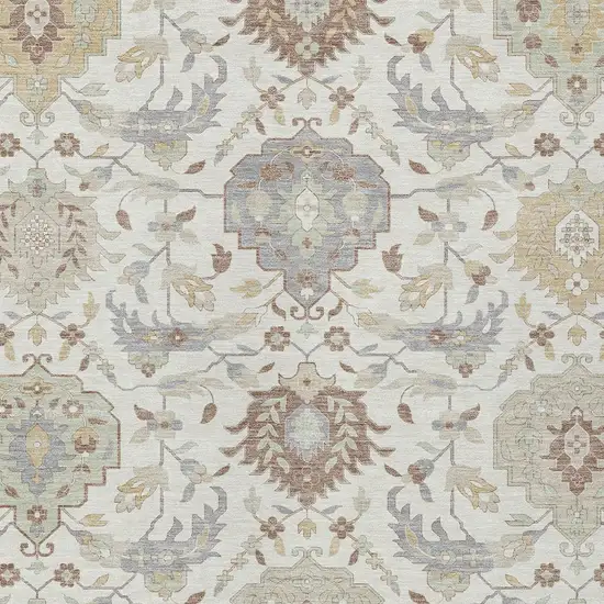 Ivory Brown And Gray Damask Washable Indoor Outdoor Area Rug Photo 6