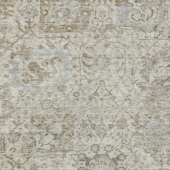 Ivory Brown And Gray Damask Washable Indoor Outdoor Area Rug Photo 5