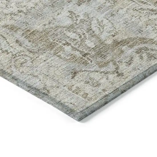 Ivory Brown And Gray Damask Washable Indoor Outdoor Area Rug Photo 4