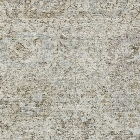 Ivory Brown And Gray Damask Washable Indoor Outdoor Area Rug Photo 5