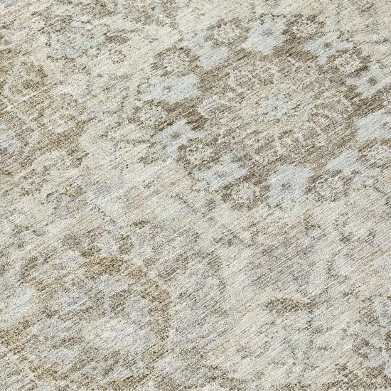 Ivory Brown And Gray Damask Washable Indoor Outdoor Area Rug Photo 8