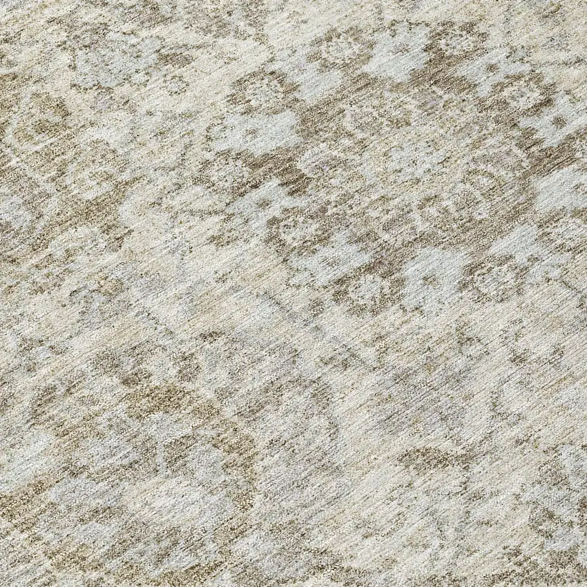 Ivory Brown And Gray Damask Washable Indoor Outdoor Area Rug Photo 8