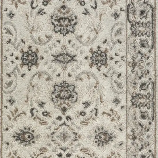 Ivory Brown And Gray Floral Distressed Area Rug Photo 7