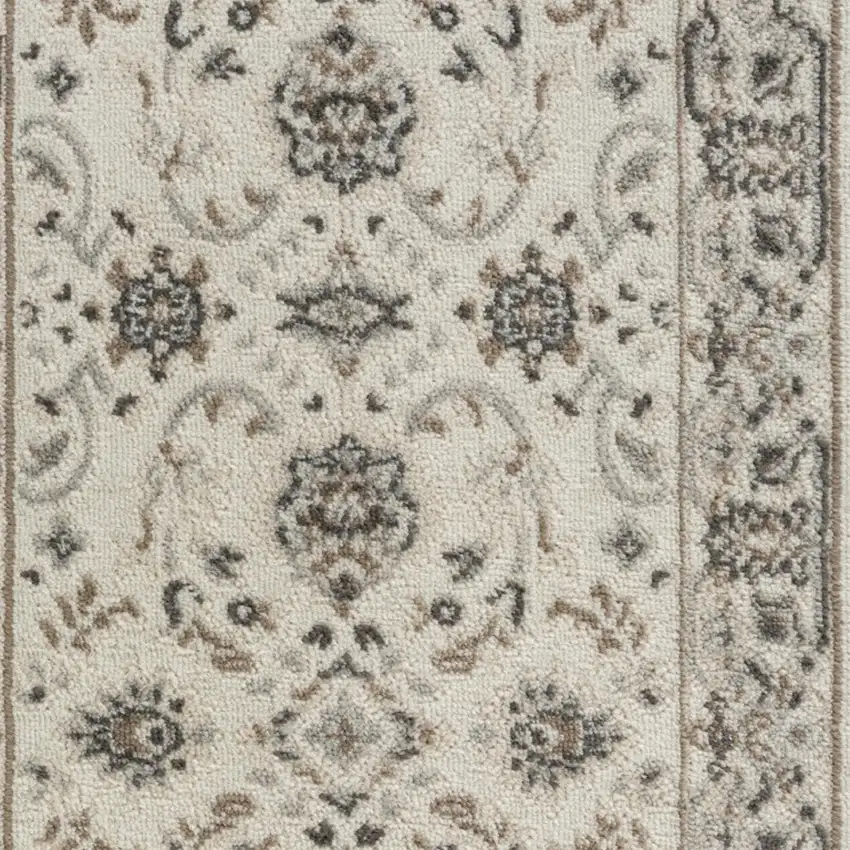 Ivory Brown And Gray Floral Distressed Area Rug Photo 7