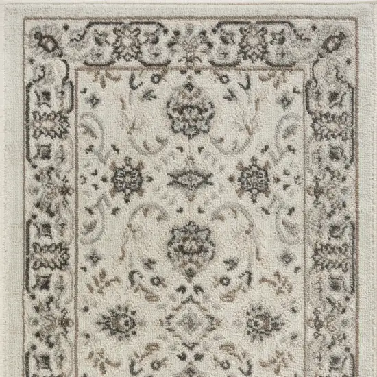 Ivory Brown And Gray Floral Distressed Area Rug Photo 8