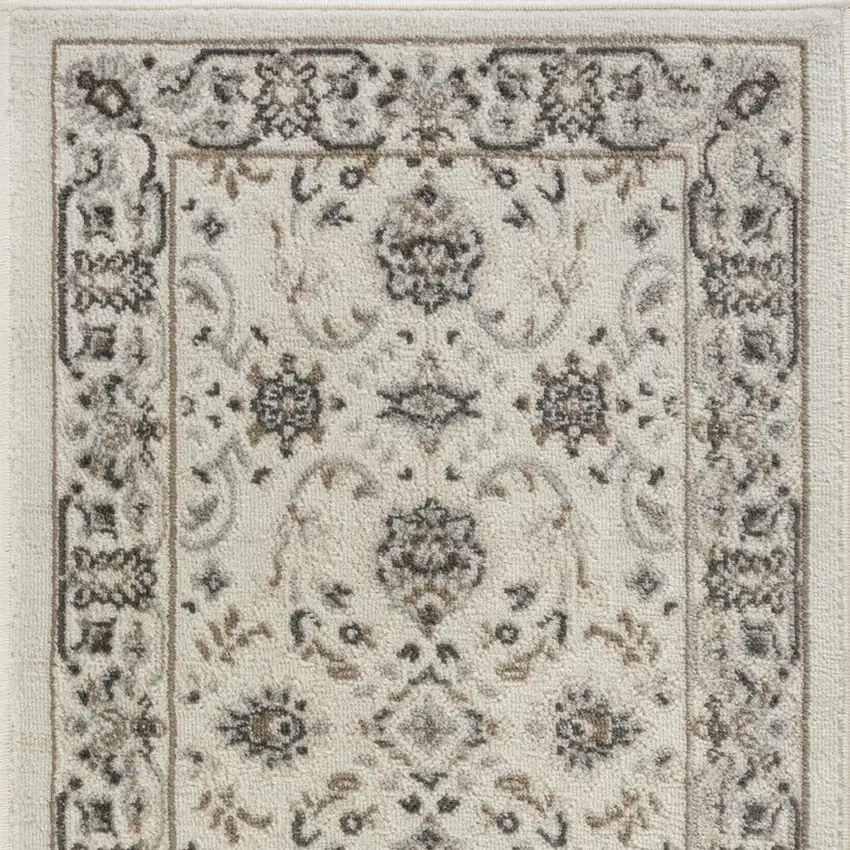 Ivory Brown And Gray Floral Distressed Area Rug Photo 8