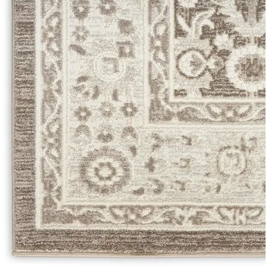 Ivory Brown And Gray Floral Distressed Non Skid Area Rug Photo 9