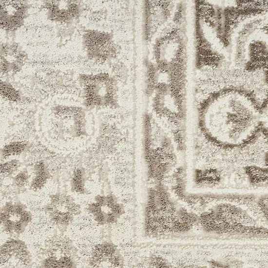 Ivory Brown And Gray Floral Distressed Non Skid Area Rug Photo 2