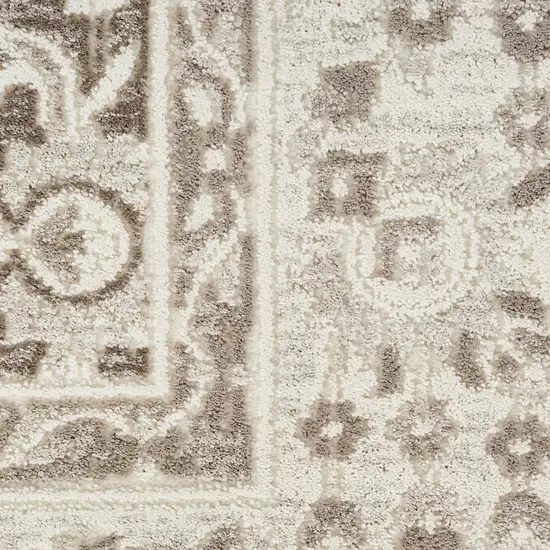 Ivory Brown And Gray Floral Distressed Non Skid Area Rug Photo 3