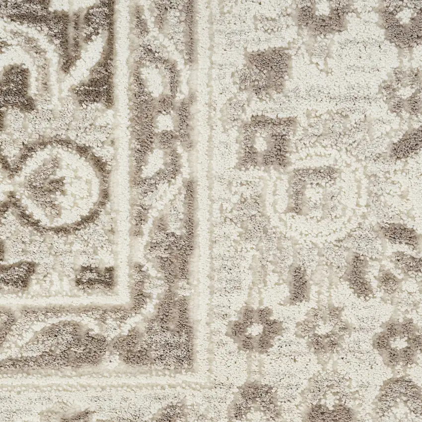 Ivory Brown And Gray Floral Distressed Non Skid Area Rug Photo 3