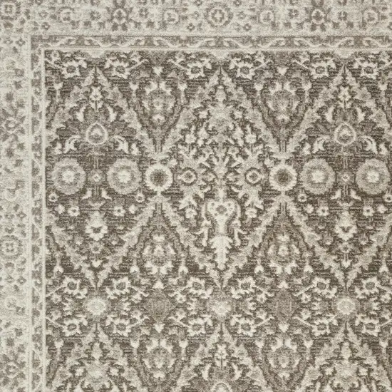 Ivory Brown And Gray Floral Distressed Non Skid Area Rug Photo 7