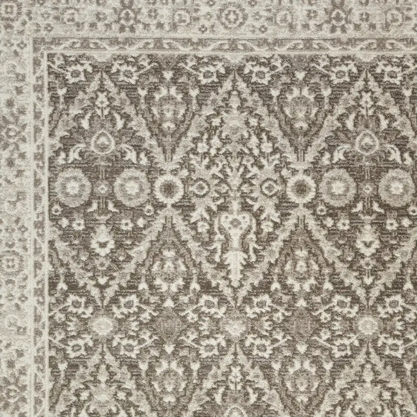 Ivory Brown And Gray Floral Distressed Non Skid Area Rug Photo 7
