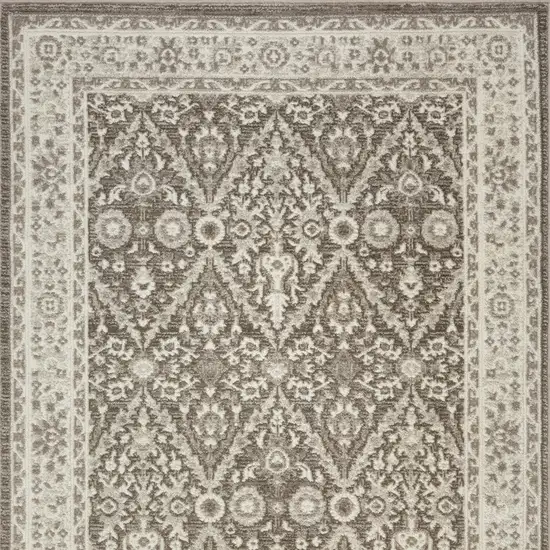 Ivory Brown And Gray Floral Distressed Non Skid Area Rug Photo 8